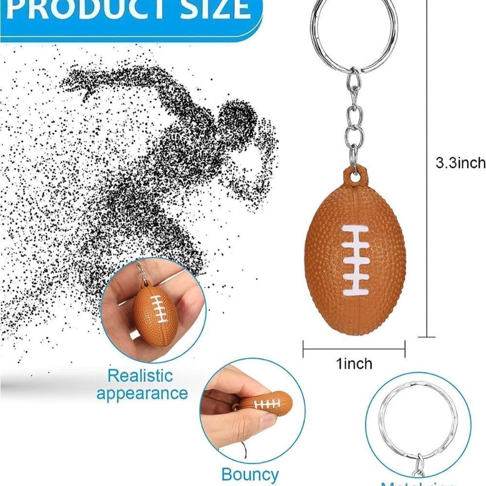 NWOT. Football Keychain includes Heart Shape Silver Medal Spring Snap Clip. - Picture 5 of 7